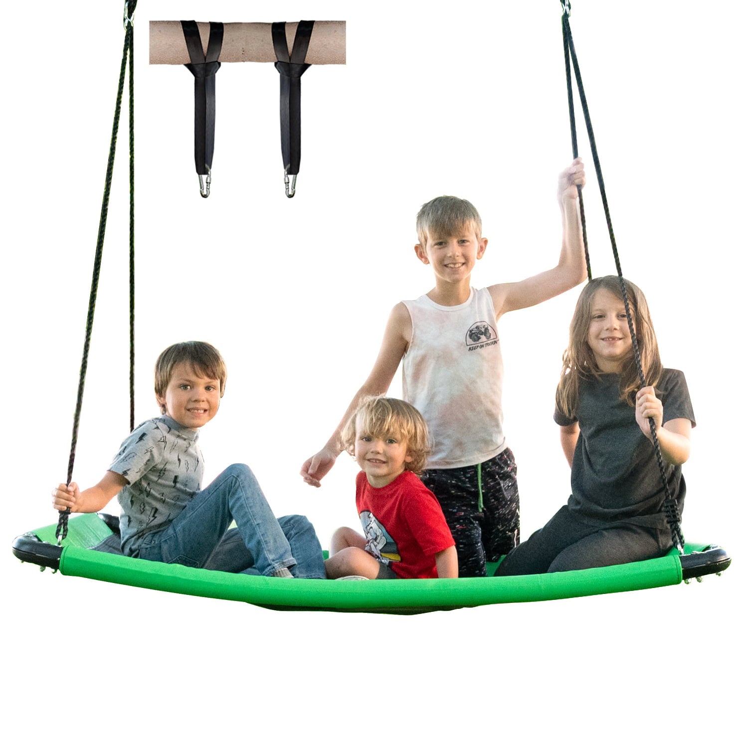 JumpTastic 60in Tree Swing Platform for Kids， Thicken Steel Tube Giant Curved Swing for Swing Set or Tree