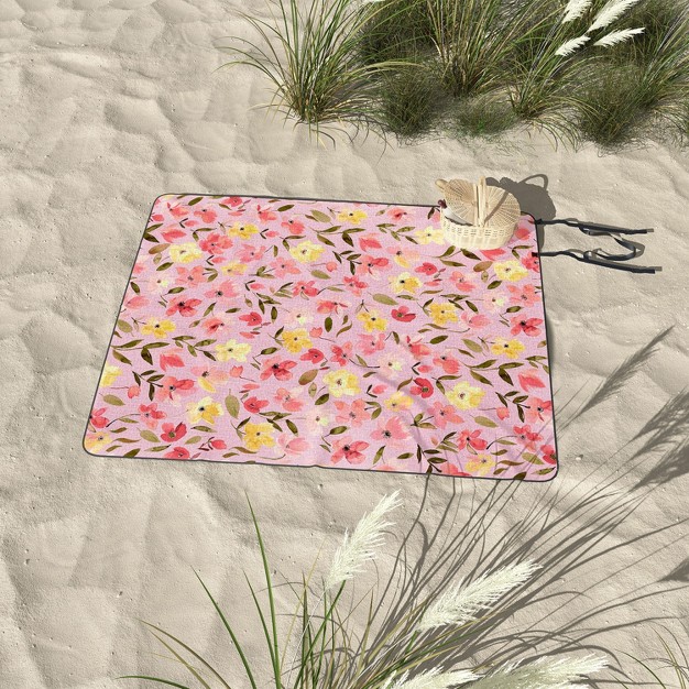 Ninola Design Fresh Flowers Pink Picnic Blanket Deny Designs