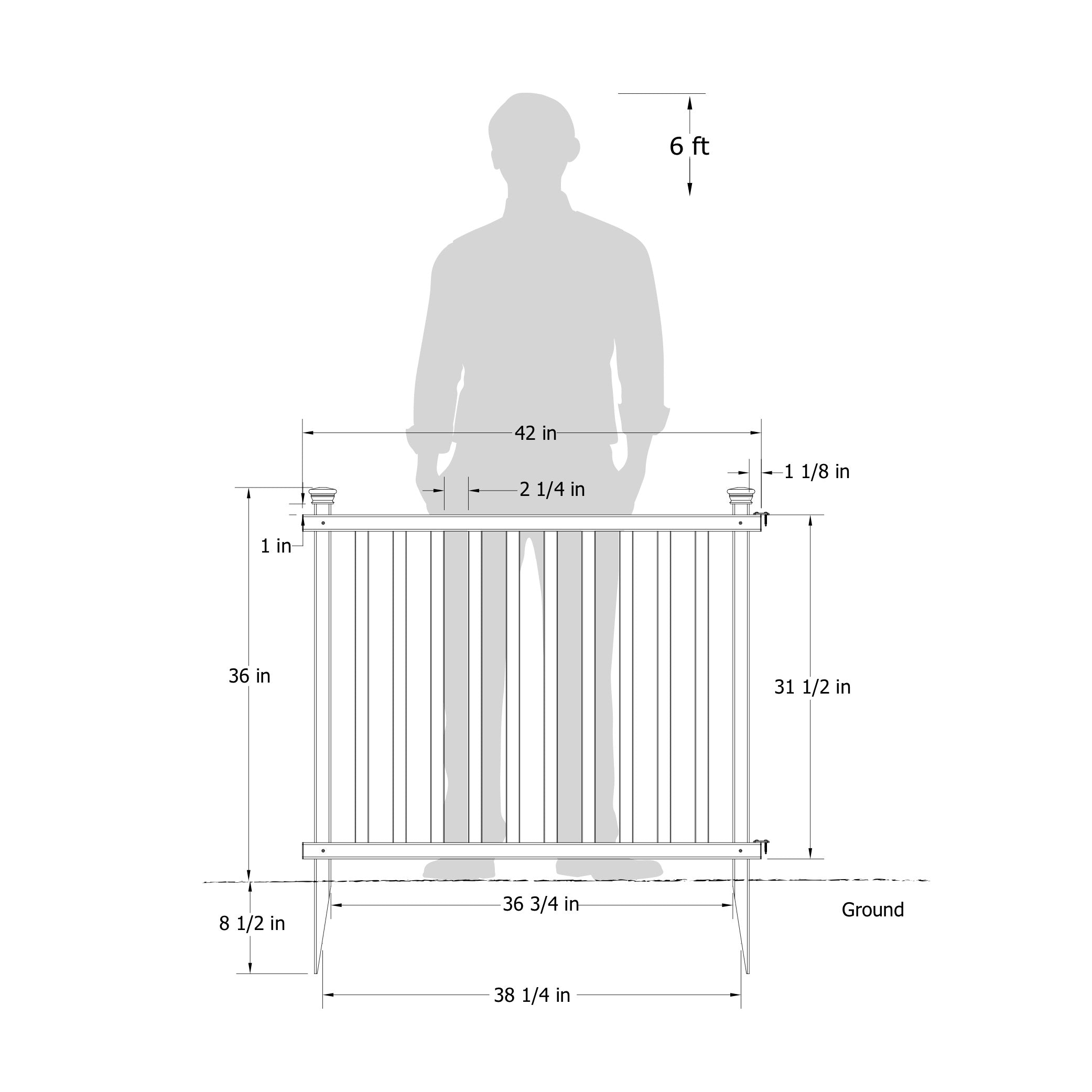 Baskenridge No-Dig Vinyl Fence Kit (36in x 42in) (2 Pack)