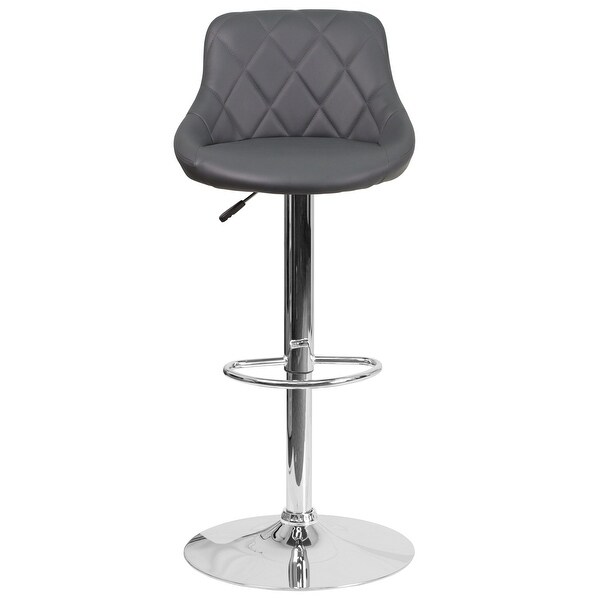 2 Pack Vinyl Bucket Seat Adjustable Height Barstool with Diamond Pattern Back - 18.5