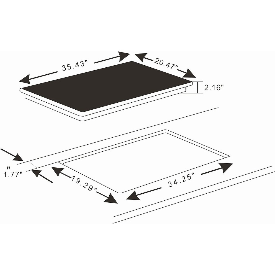 K H 5 Burner 36 Inch Built in Electric Stove Top Radiant Ceramic Cooktop Touch Control 240V 9600W CE36 10208