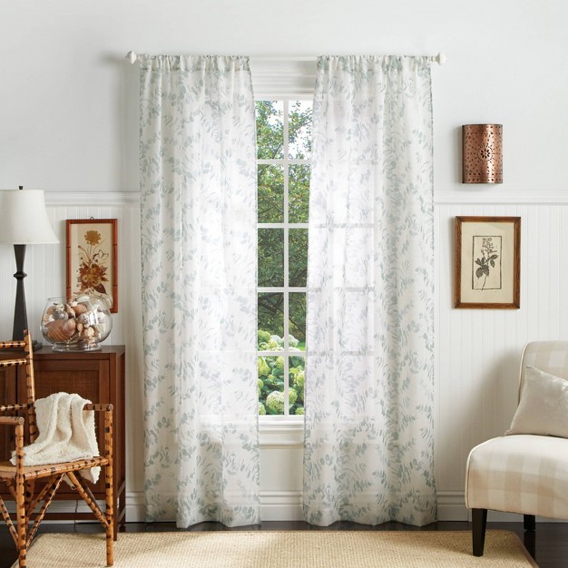 Set Of 2 Eucalyptus Sheer Curtain Panels Martha Stewart