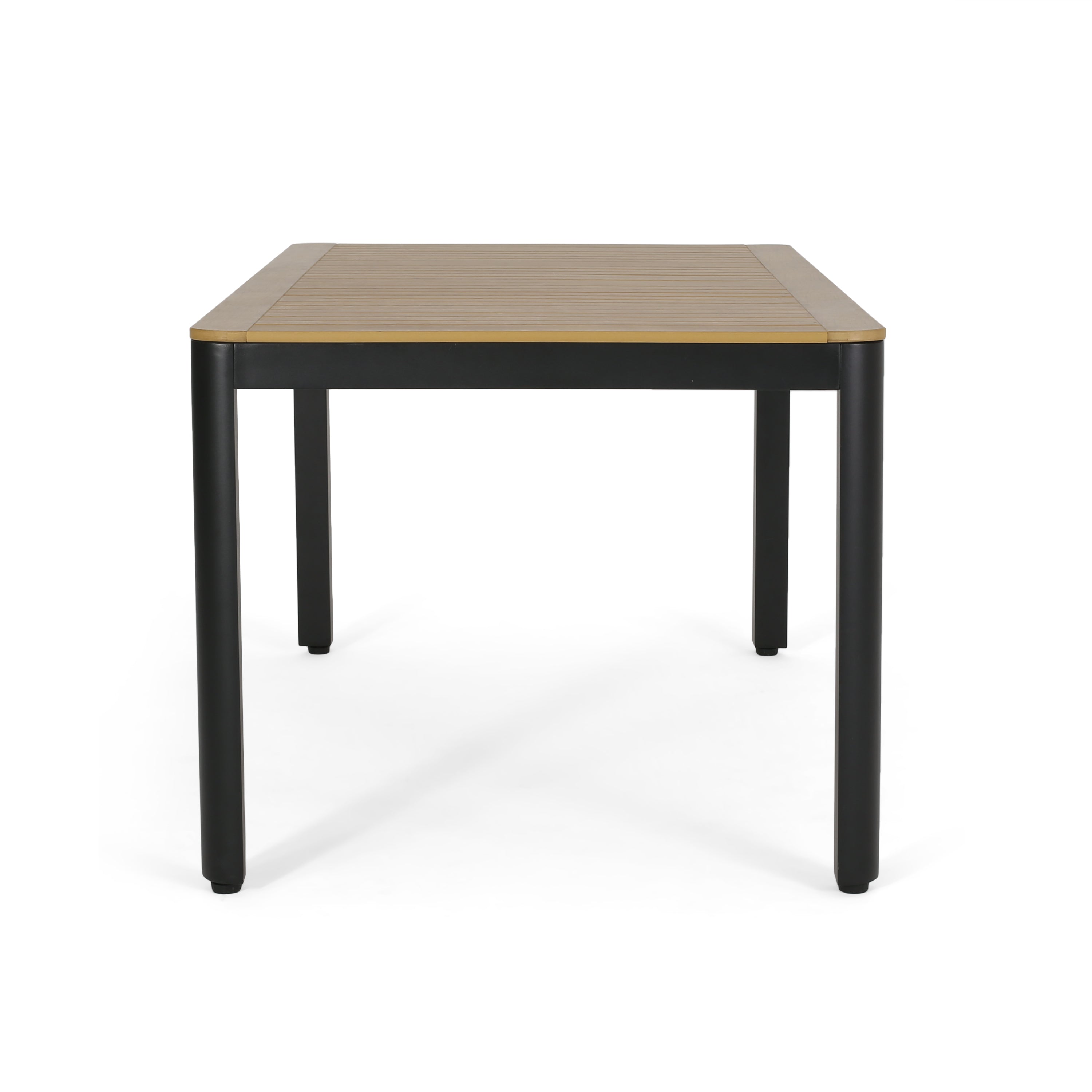 Province Outdoor Aluminum Dining Table, Natural and Black