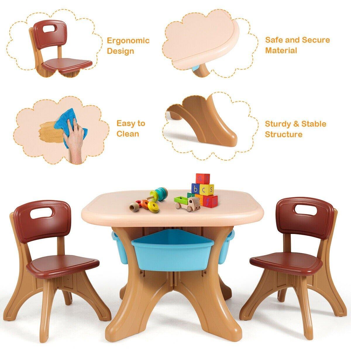 Kids Table and Chair Set, 3 Piece Activity Table