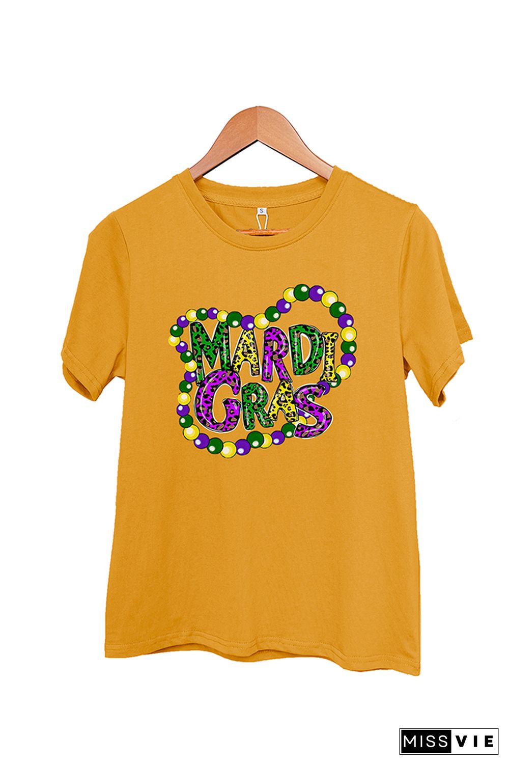 Mardi Gras Letter Print Short Sleeve Graphic Tee Wholesale