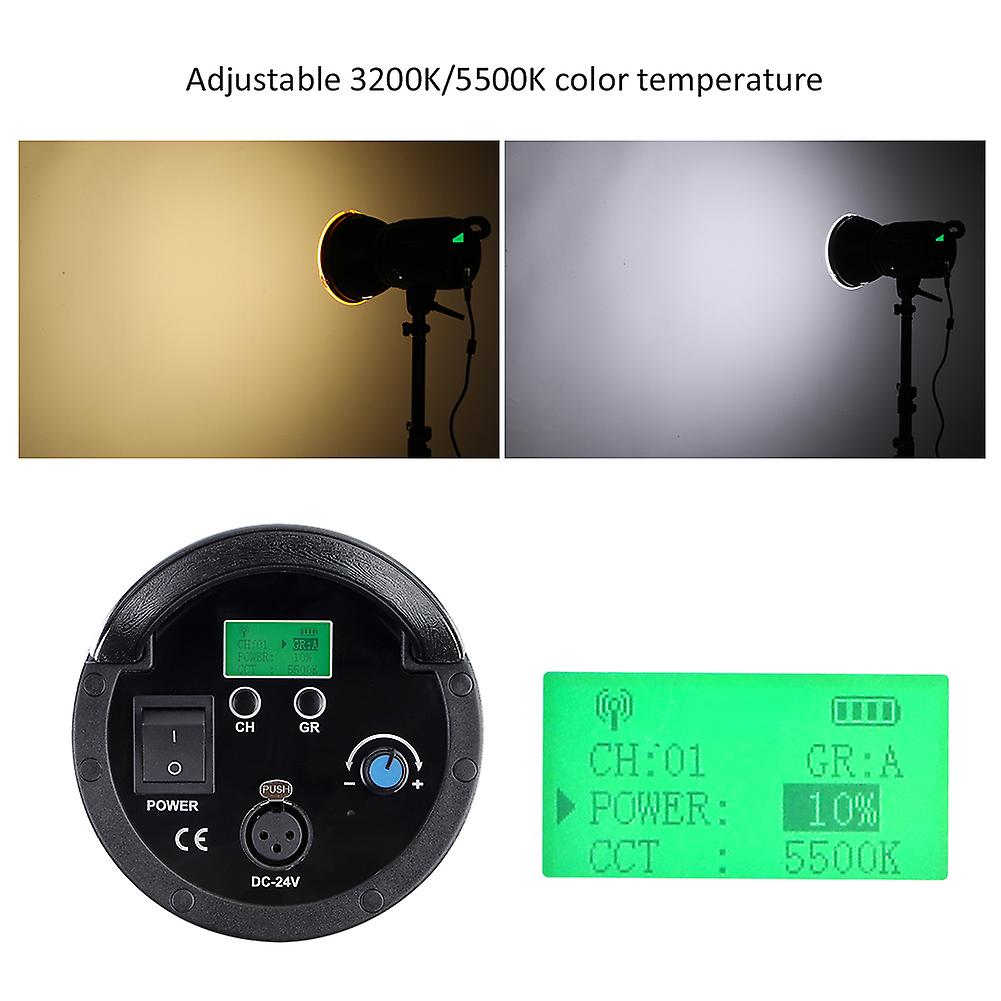 Hc-1000b Led Video Light 3200k/5500k 100w For Mount 100-240v - Adjustable Color Temperature And Brightness， 5 Groups/16 Channels， Fsk 2.4g/ Remote Con