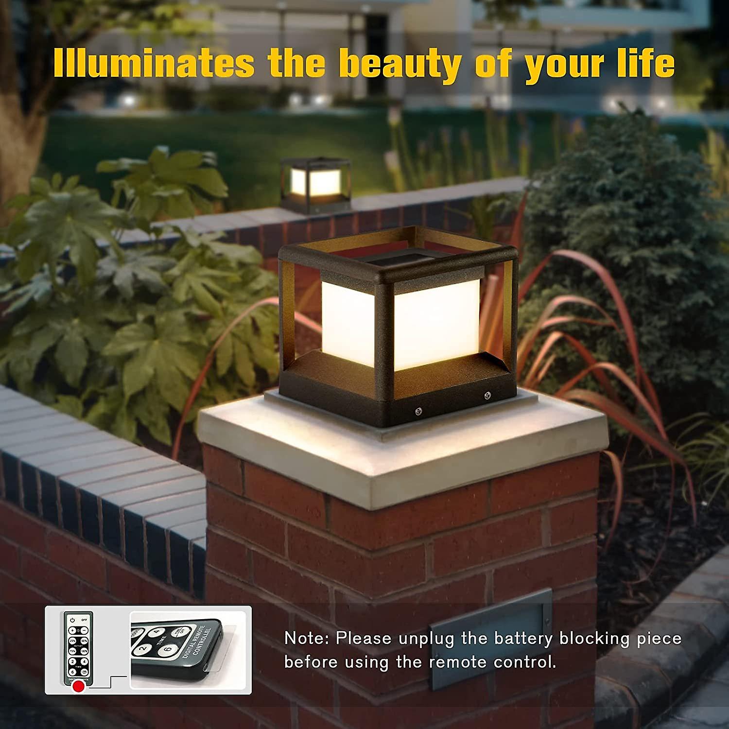 Dexusay Solar Post . Light， Modern Outdoor Fence Deck Column . Lamp Lantern 3000k Landscape Lighting For Flat Surface Patio Posts Garden Decoration Ip