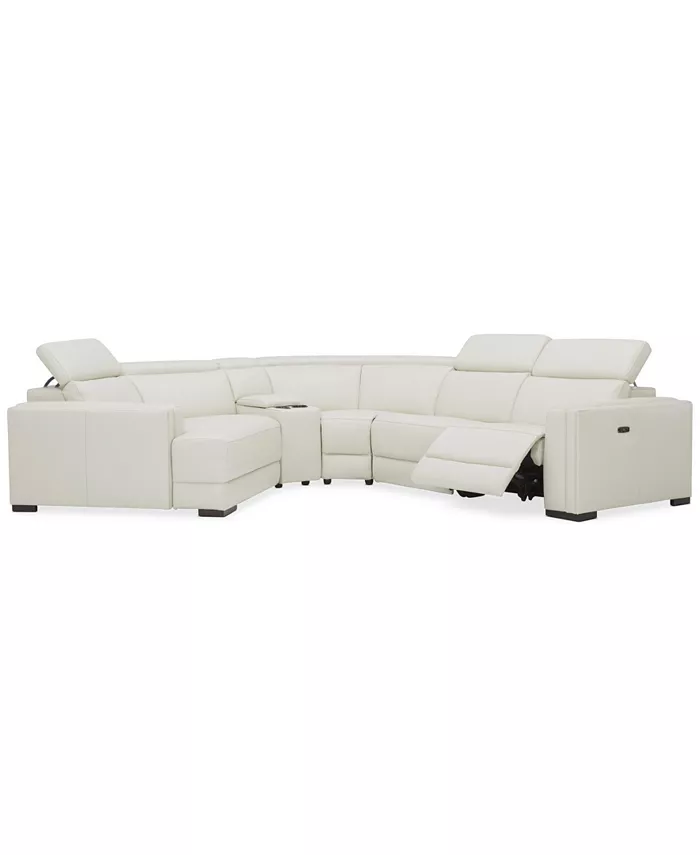 Furniture Jenneth 5-Pc. Leather Sofa with 1 Power Motion Recliner and Cuddler