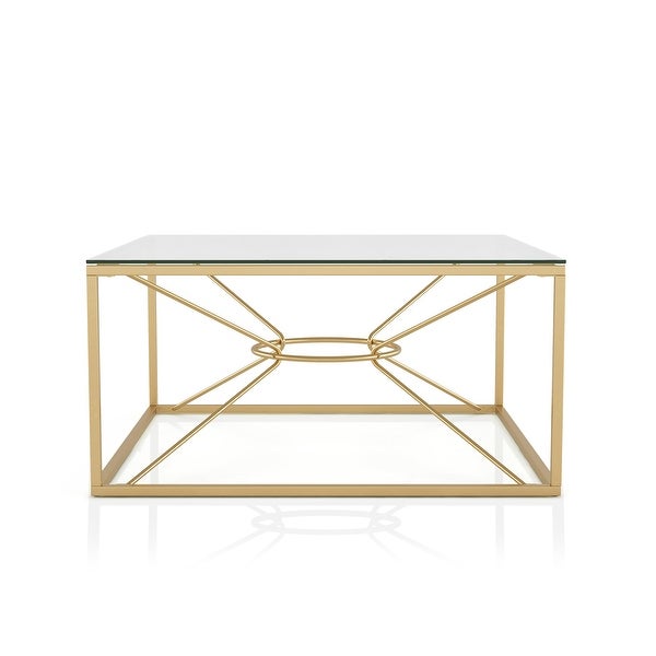 Furniture of America Taylan Gold Coated Steel and Glass Coffee Table