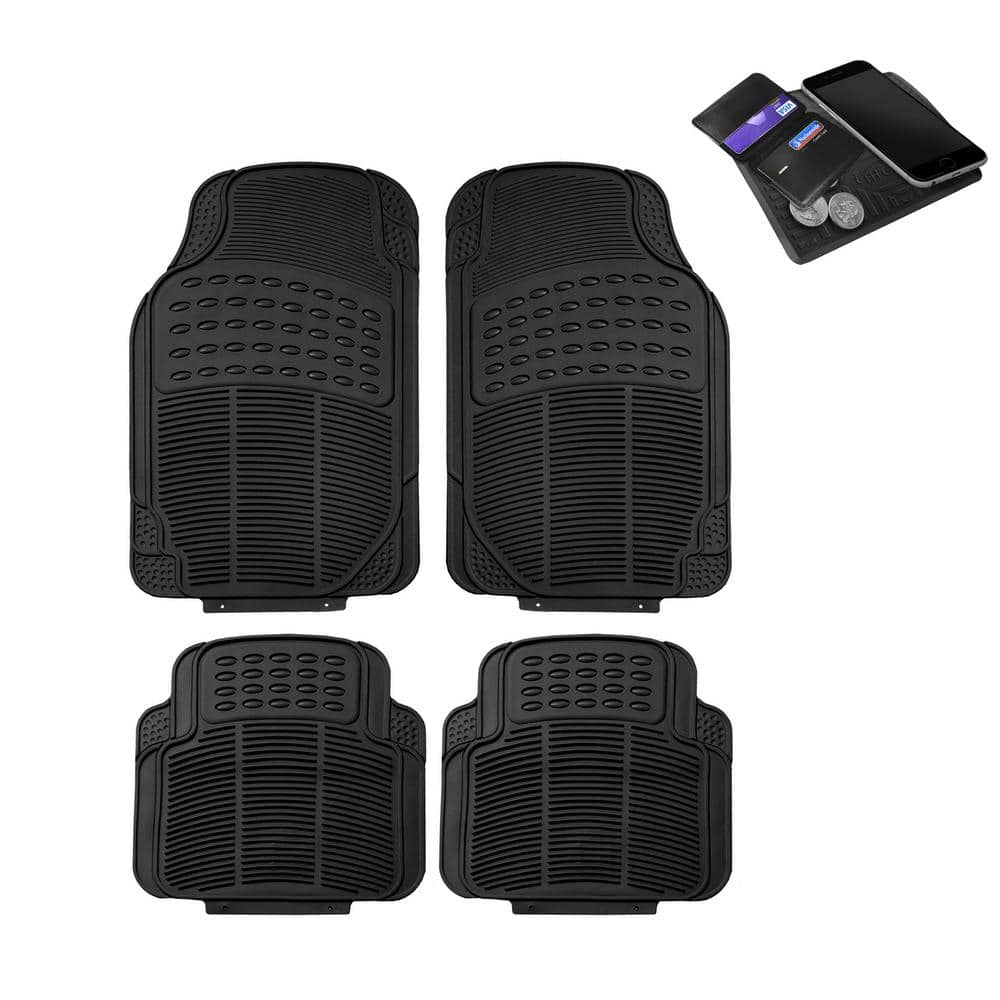 FH Group Black 4-Piece High Quality Liners Durable Heavy-duty Rubber Car Floor Mats - Full Set DMF11305BLACK