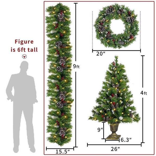 4 PCS PreLit Xmas Tree Artificial Christmas