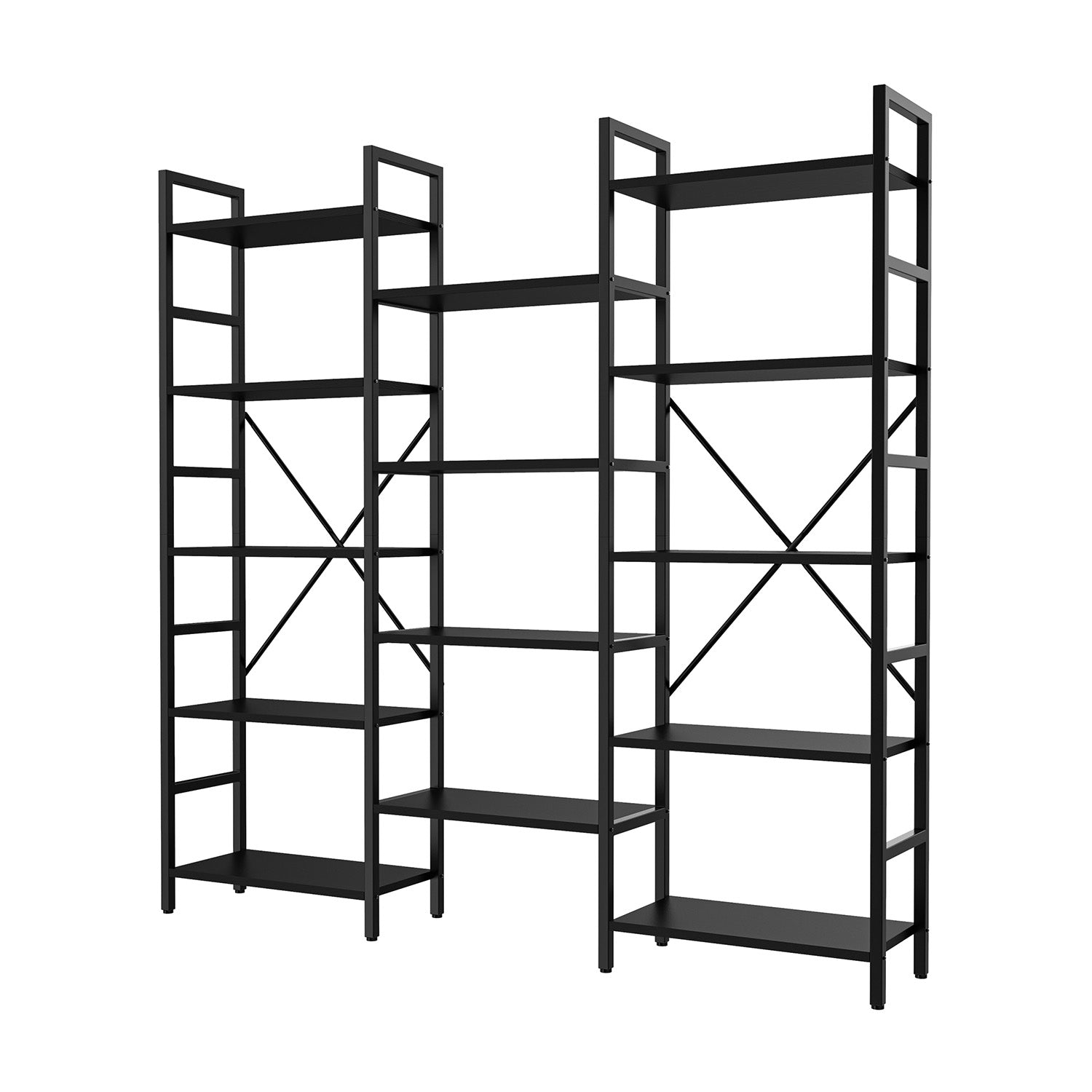 Large Etagere Bookcases Bookshelves 3 Wide 5 Tiers Industrial Bookshelf Open Display Shelves