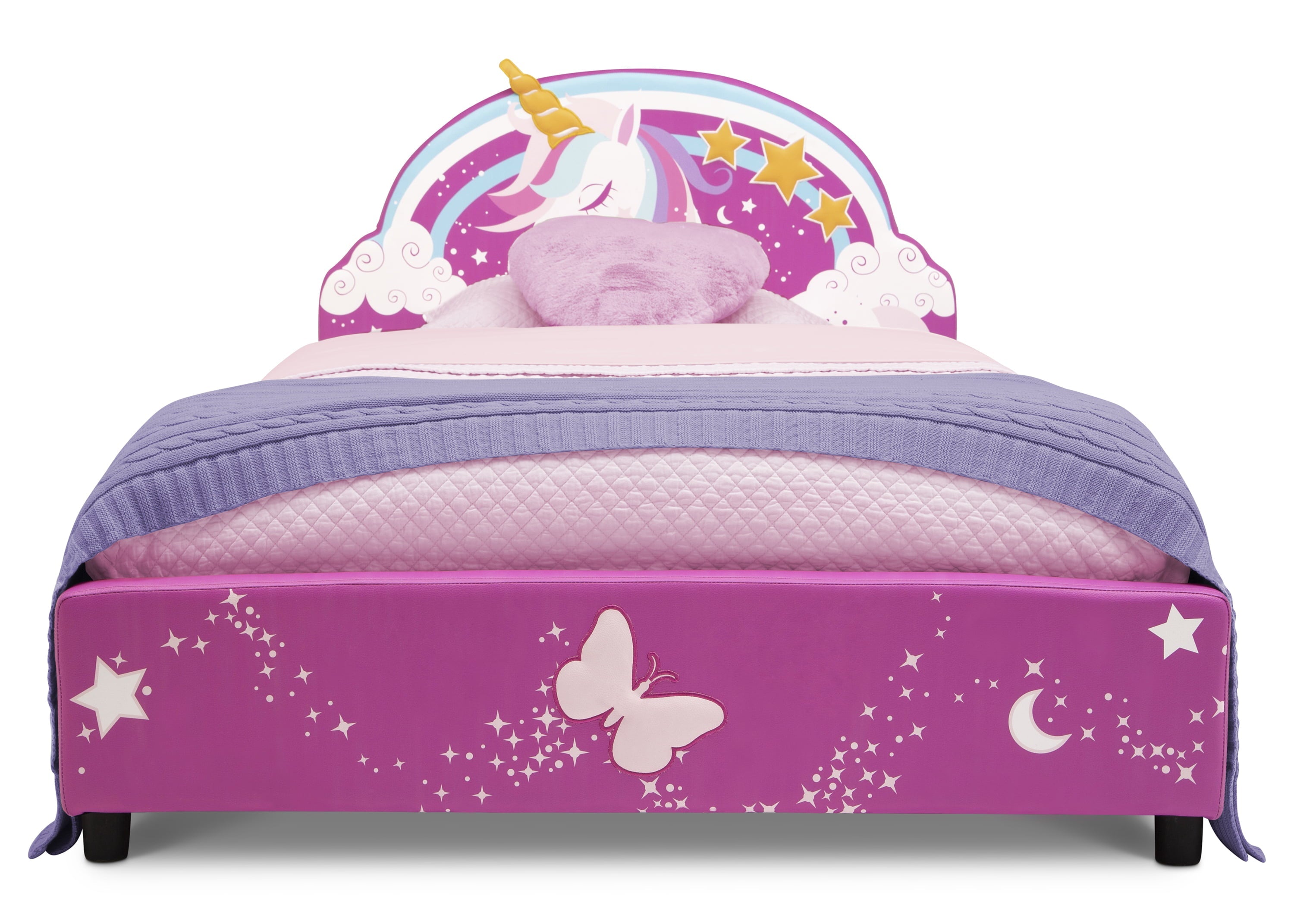 Delta Children Unicorn Upholstered Twin Bed, Pink