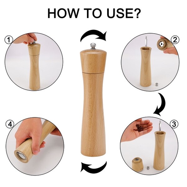 Wooden Salt and Pepper Grinder Mills Shaker with Adjustable Coarseness