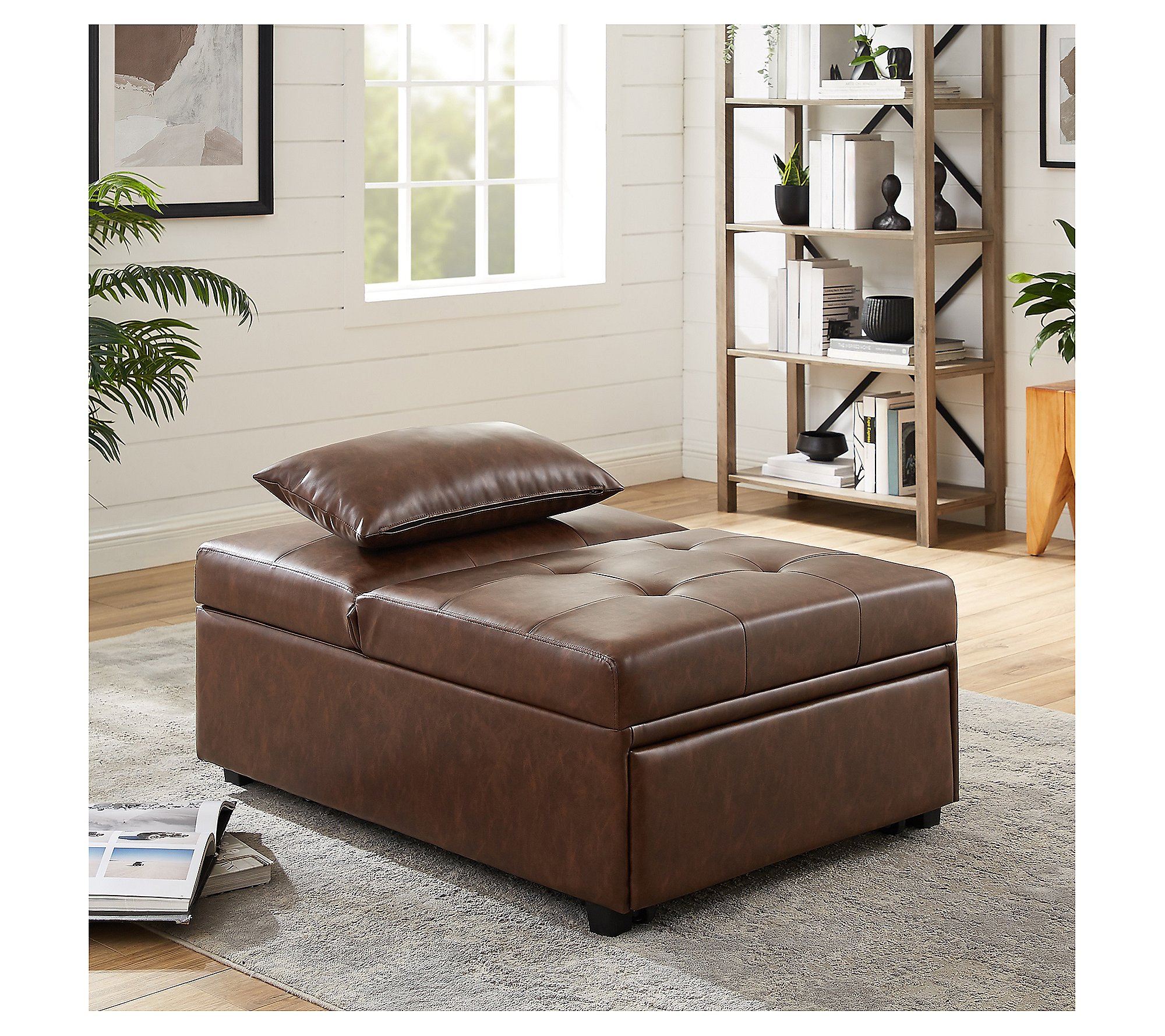 Linon Home Decor Clive 4 in 1Convertible Faux Leather Sofa Bed