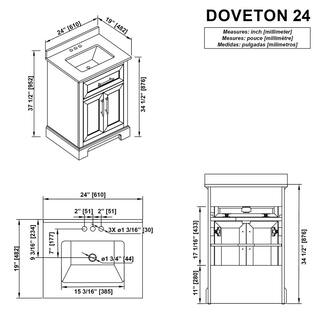 Home Decorators Collection Doveton 24 in. W x 19 in. D x 34.50 in. H Freestanding Vanity in Weathered Tan with White Engineered Stone Top Doveton 24WT