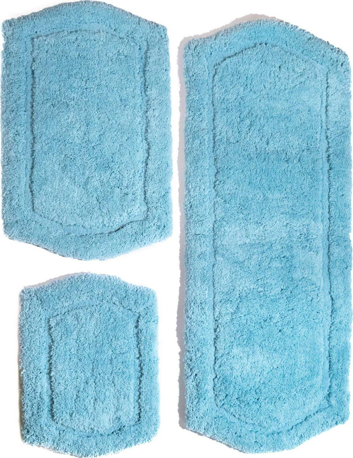 Chesapeake Paradise 3pc Memory Foam Spa Blue Bath Rug Set (22 x60 and 21 x34 and 17 x24 )