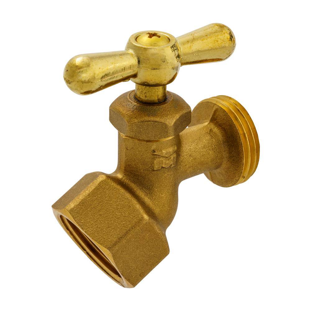 Everbilt 34 in. x 34 in. FIP x MHT Brass No-Kink Hose Bibb Valve 102-404EB