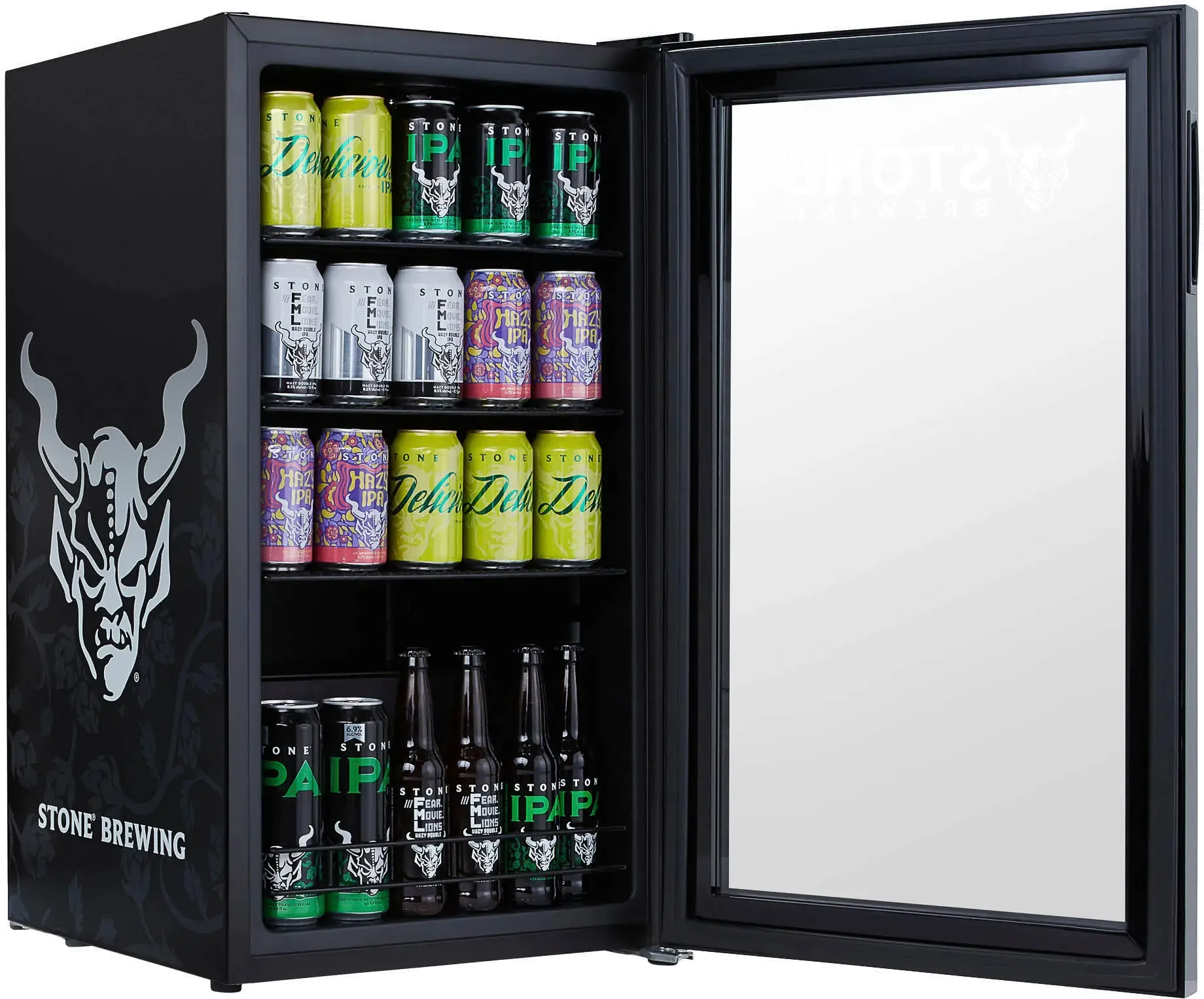 NewAir Stone Brewing 126 Can Beverage Refrigerator - Black