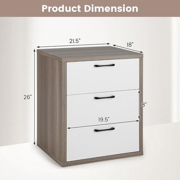 Costway 3 Drawer Dresser Chest Of Drawer Storage Cabinet With Wide Storage Space Organizer