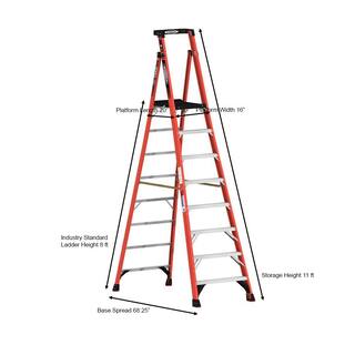 Werner 8 ft. Fiberglass Podium Step Ladder ( 14 ft. Reach Height) with 300 lbs. Load Capacity Type IA Duty Rating PDIA08