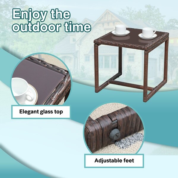 3pc. Outdoor Cushioned Wicker Chat Set