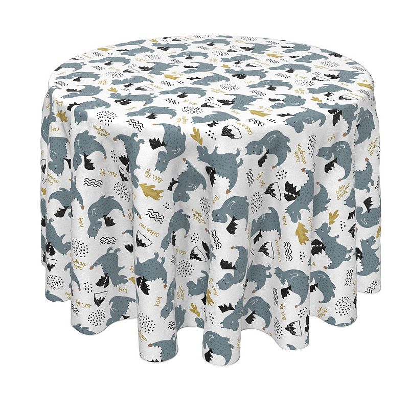 Round Tablecloth， 100% Polyester， 70 Round， Dragons Design