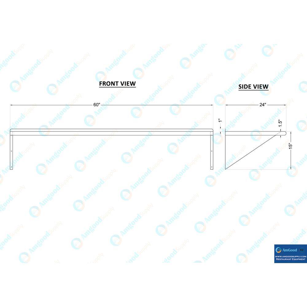 AMGOOD 24 in. x 60 in. Stainless Steel Wall Shelf. Kitchen Restaurant Garage Laundry Utility Room Metal Shelf with Brackets AMG WS-2460