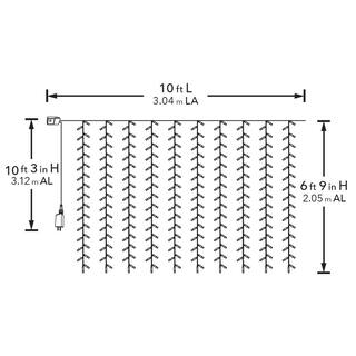 Hampton Bay OutdoorIndoor 10 ft. Plug-In Warm White Mini Bulb Integrated LED 10 Strand Willow Curtain String Light FY10120WILLOWHD