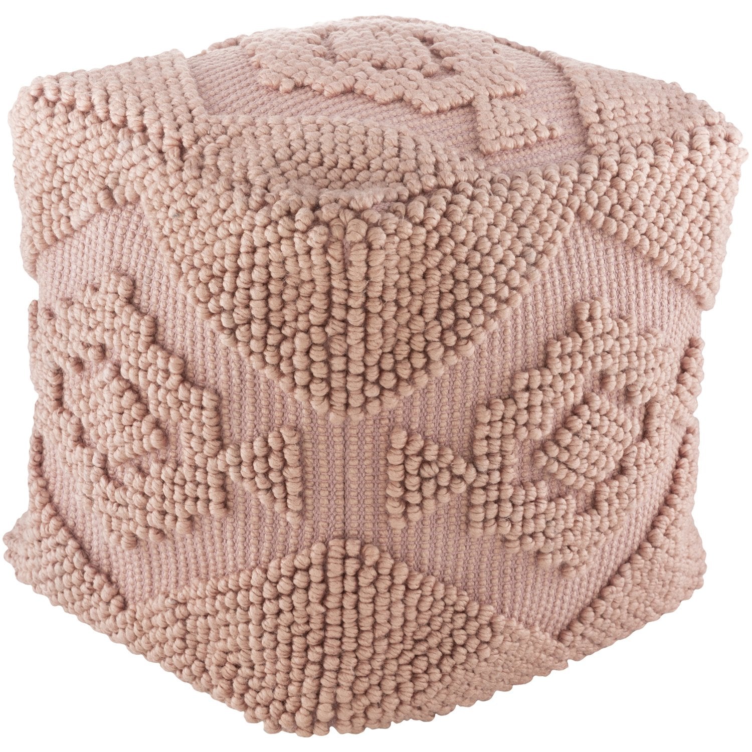 Yolanda Hand Woven Pouf in Rose