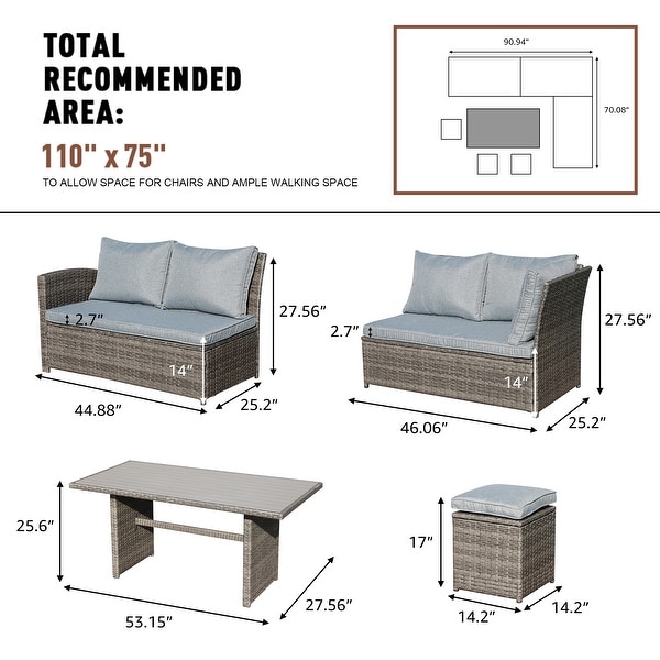 Outdoor 7piece Wicker Dining Set Patio Sofa Furniture