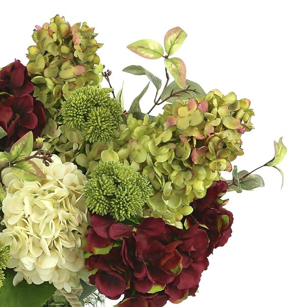 Faux Floral Centerpiece with Hydrangeas and Ivy