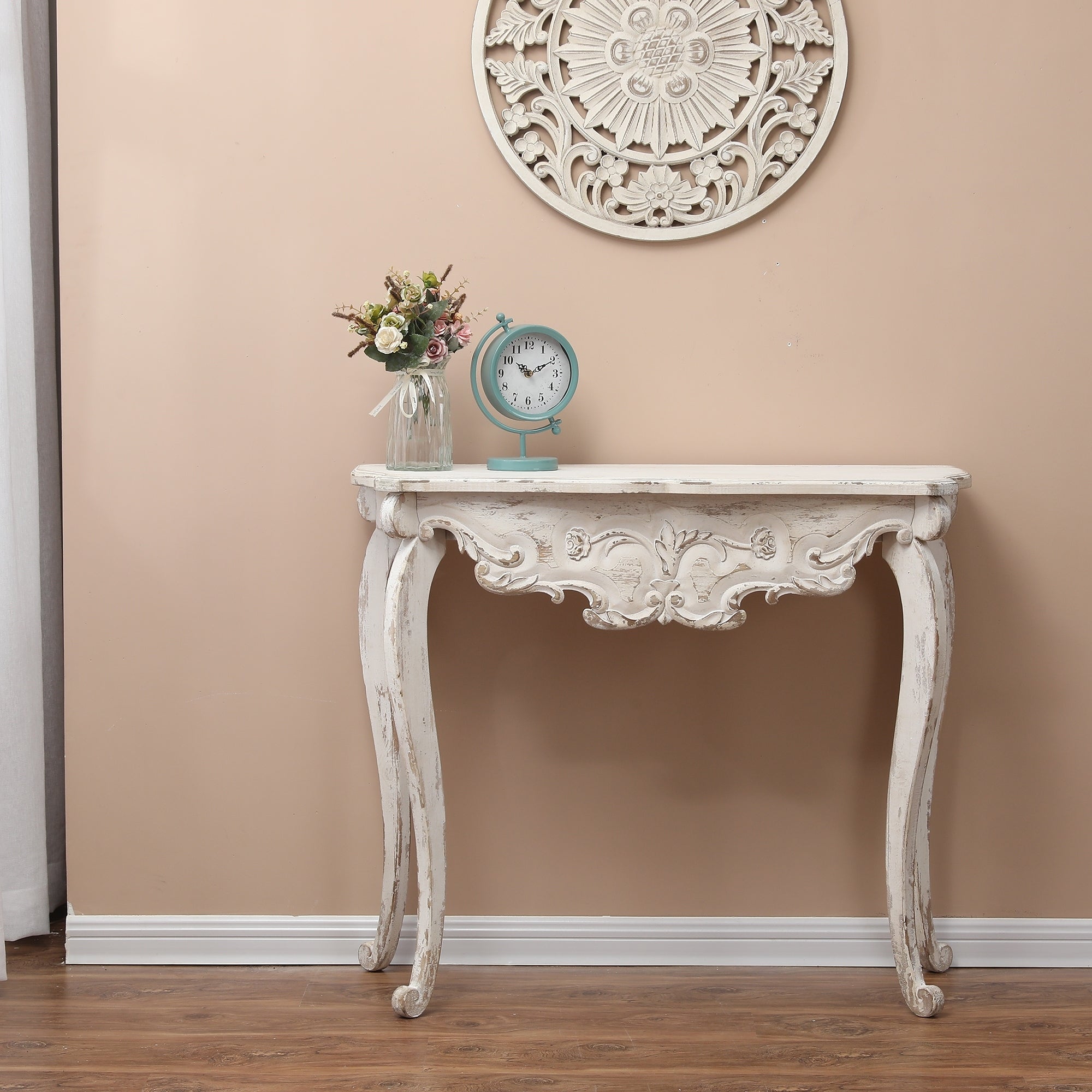 Vintage Off White Wood Console and Entry Table - 32