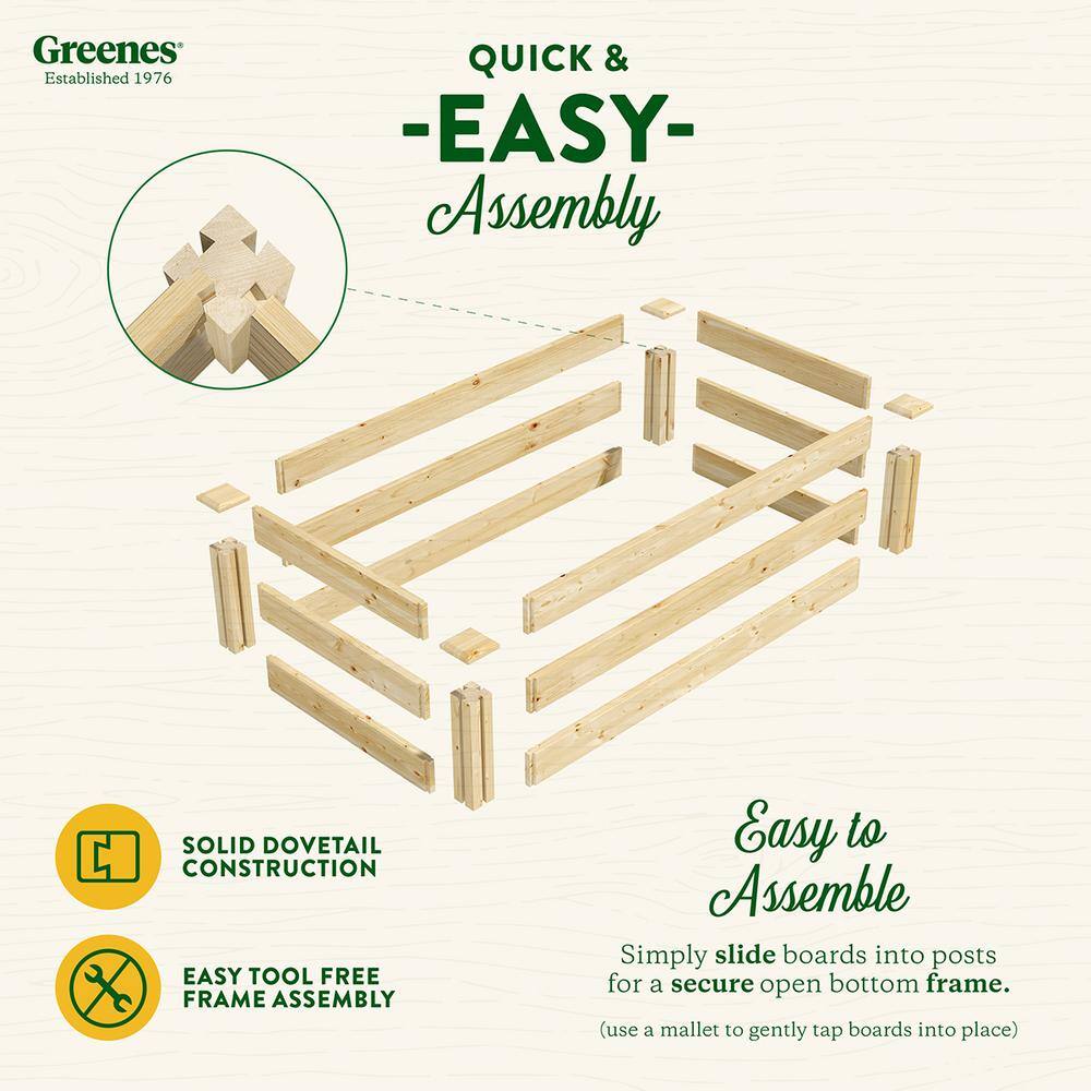 Greenes Fence 2 ft. x 4 ft. x 10.5 in. Original Pine Raised Garden Bed RCP24484T