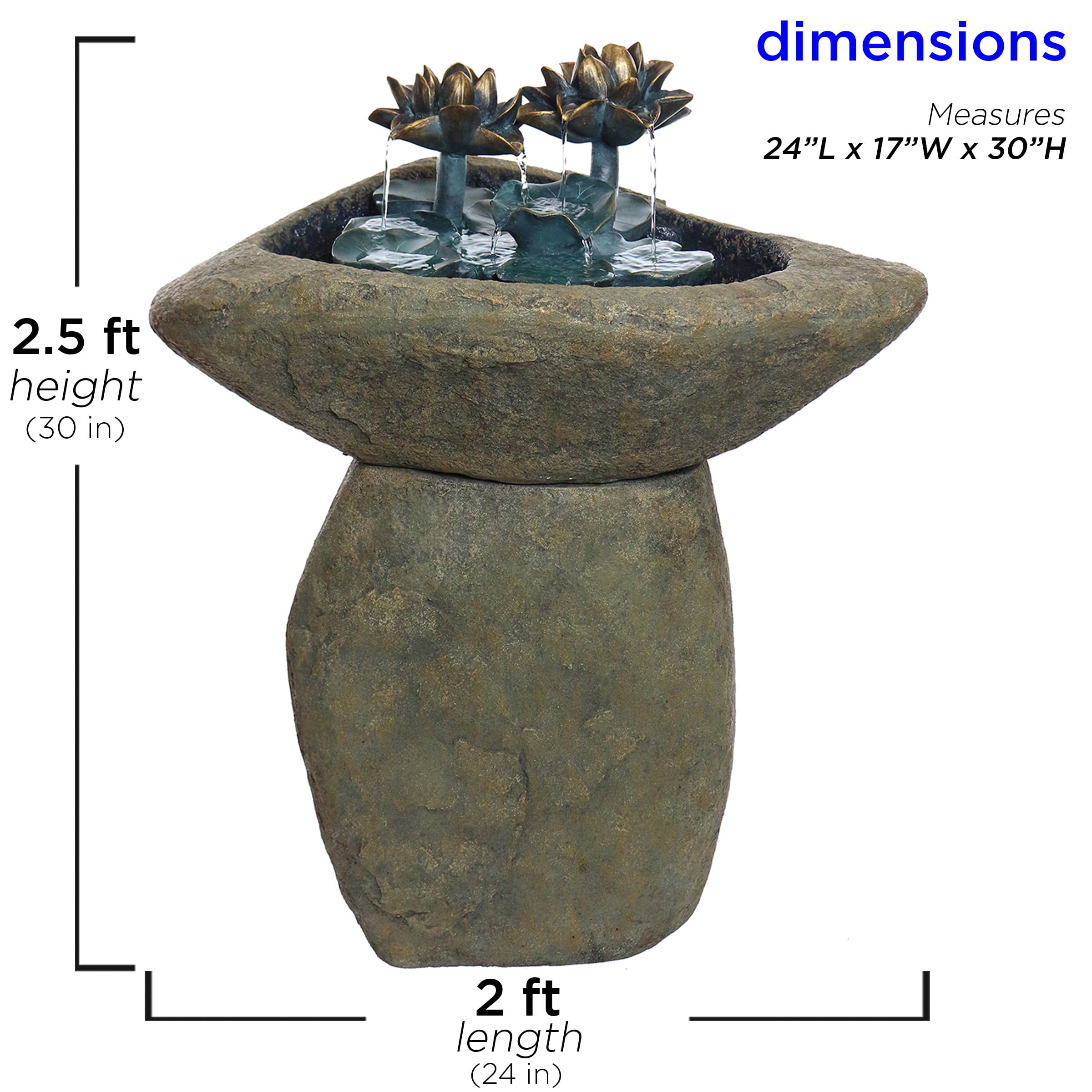 Alpine Corporation Lotus Rock Fountain Waterfall with LED Lights