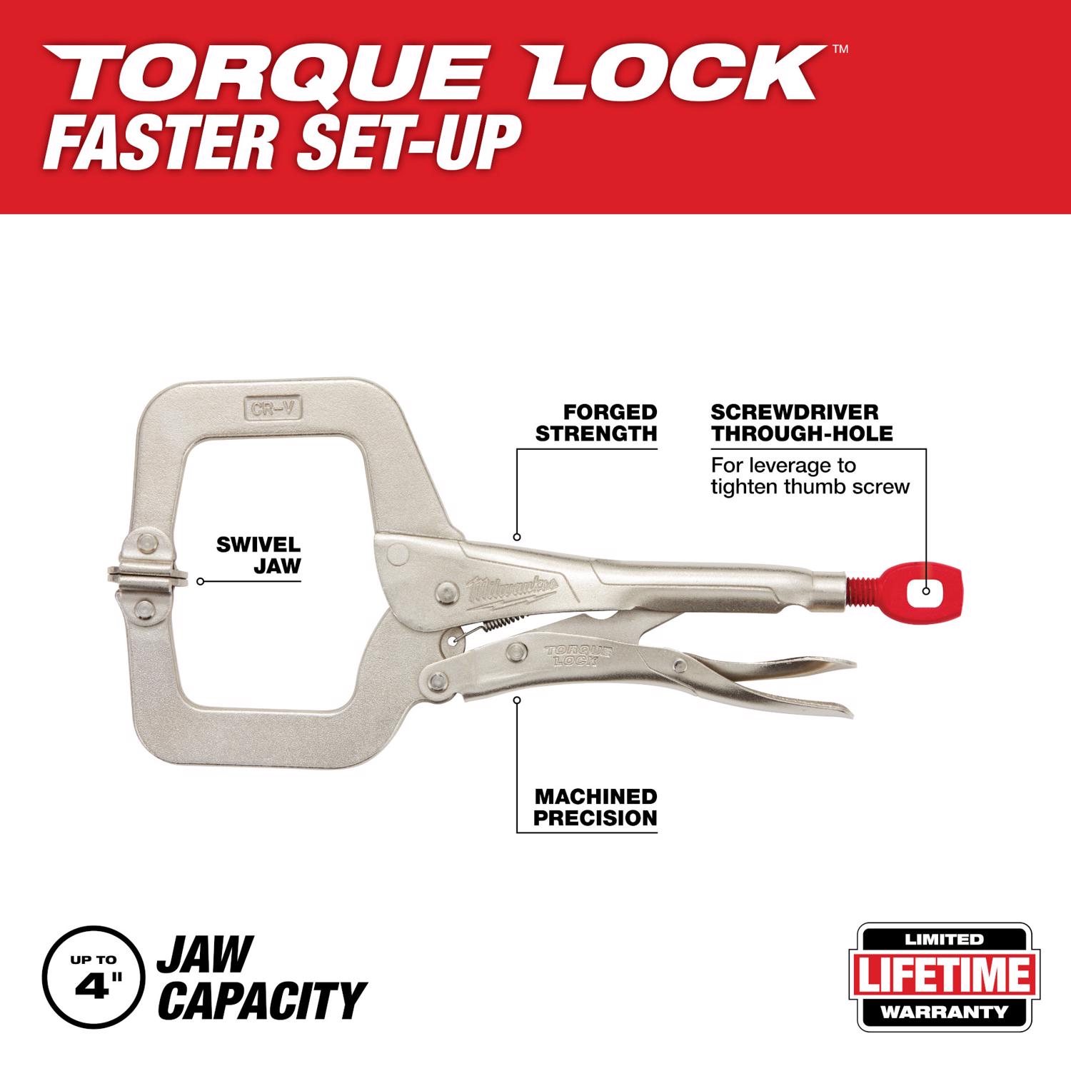 MW Torque Lock 3-1/2 in. X 4.00 in. D Locking C-Clamp with Swivel Pads 500 lb 1 pc