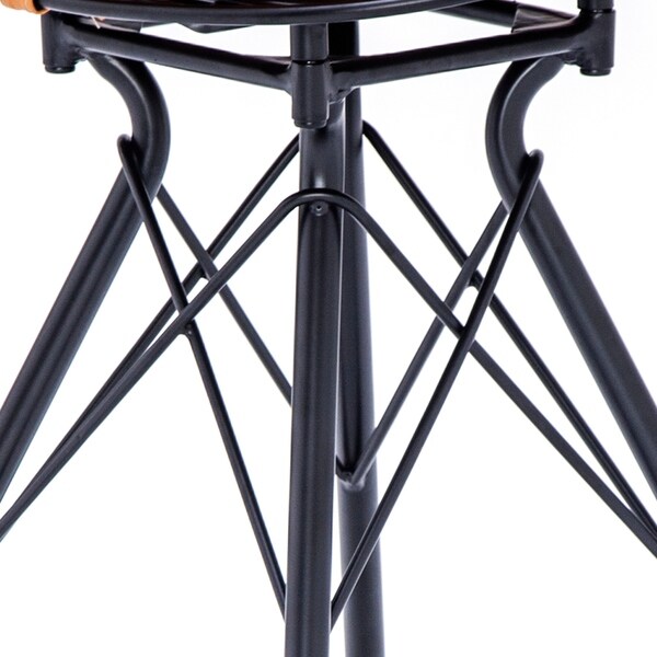 Industrial Metal Faux Leather and Wood 30-Inch Barstool Set of 2