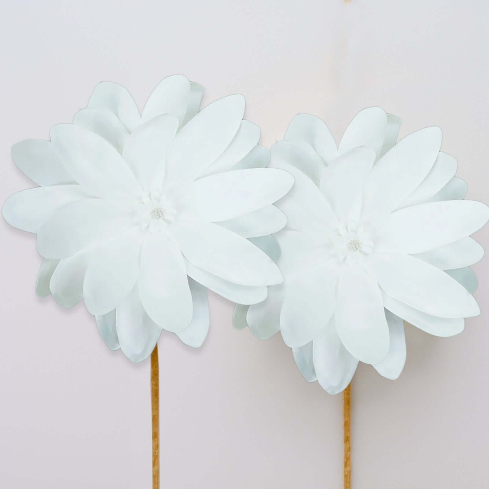 2 Pack White Life-Like Soft Foam Craft Dahlia Flower Heads 24