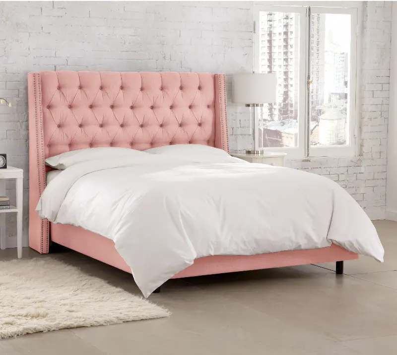 Riley Pink Flared Wingback Twin Bed - Skyline Furniture