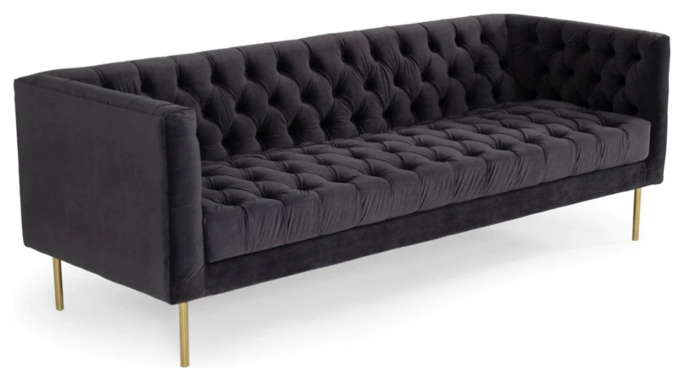 Laurel DK Gray Velvet Sofa   Contemporary   Sofas   by Rustic Home Furniture Deco  Houzz