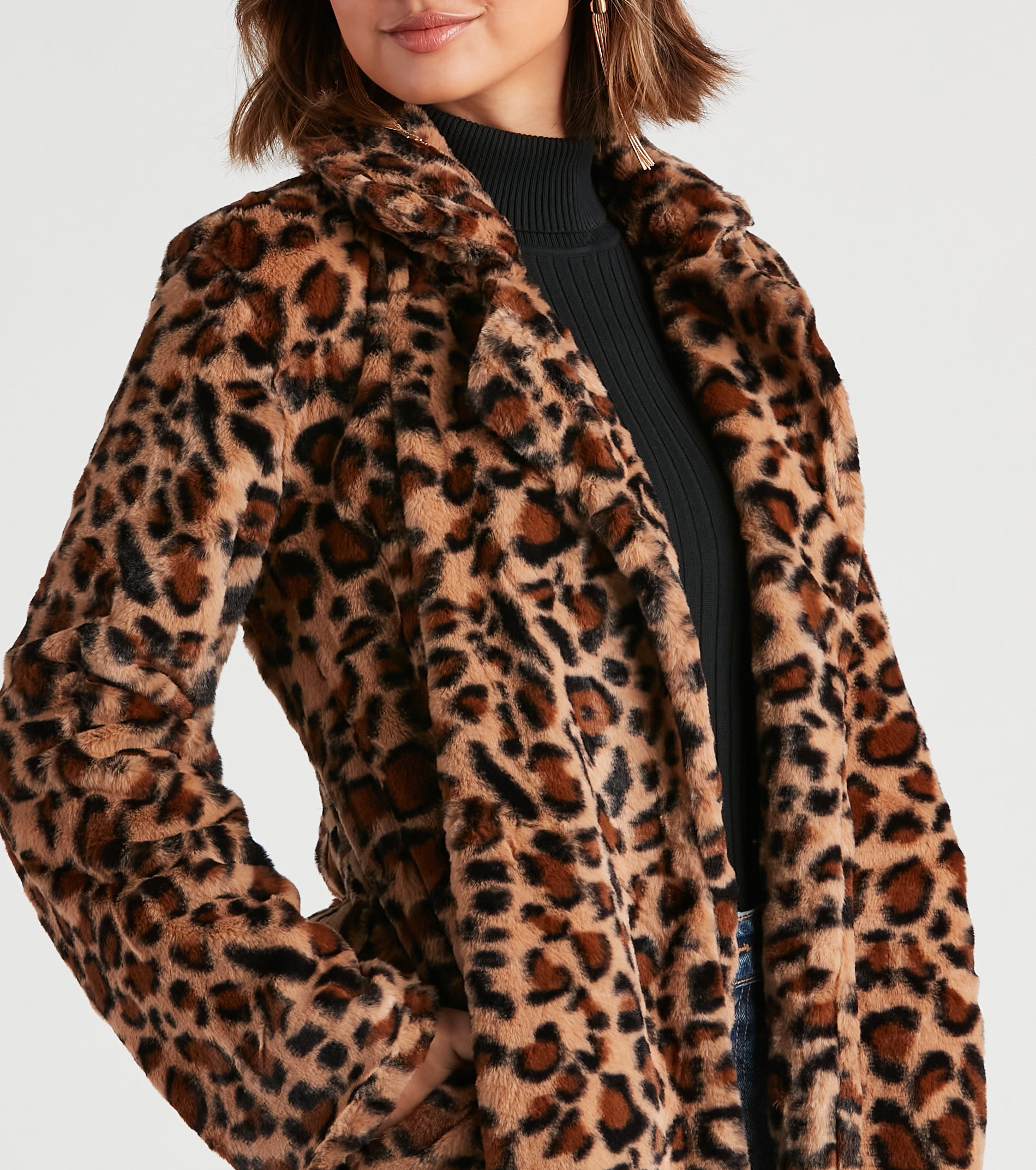 Fabulous Diva Leopard Print Faux Fur Coat