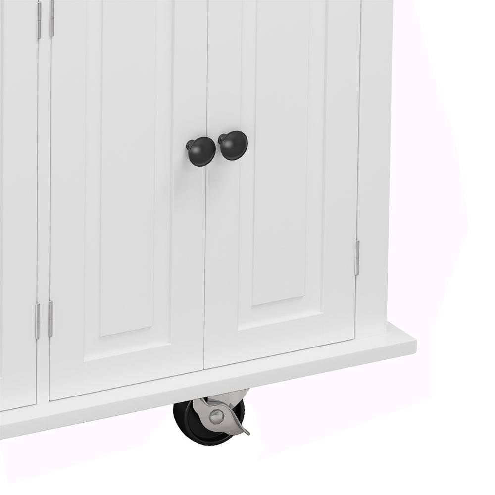 Whatseaso 43.31 in. Kitchen Island with Two Storage Cabinets and Two Locking Wheels in White LQ-110511114