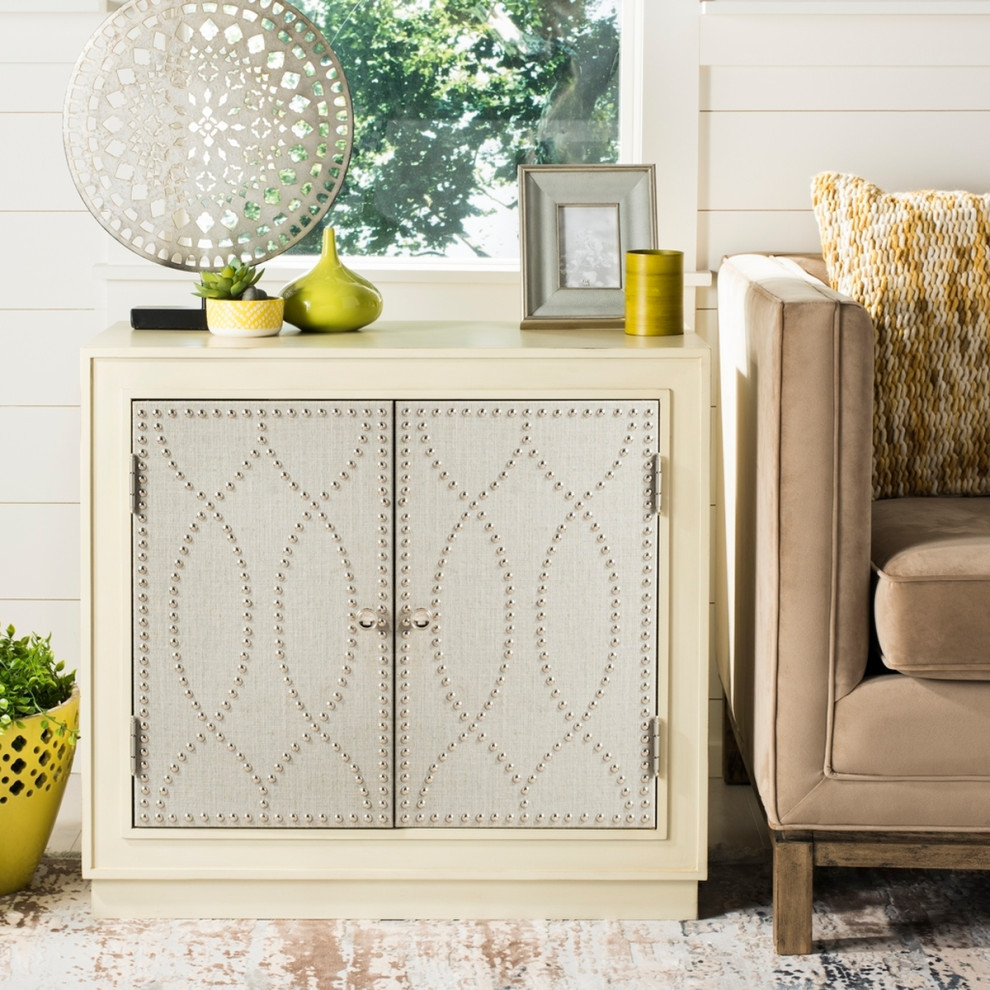 Nan 2 Door Chest Antique Beige/ Nickel Mirror   Modern   Accent Chests And Cabinets   by Virgil Stanis Design  Houzz