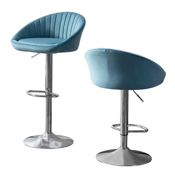 Set of 2 Modern Adjustable Counter Height Bar Stools with Back and Footrest