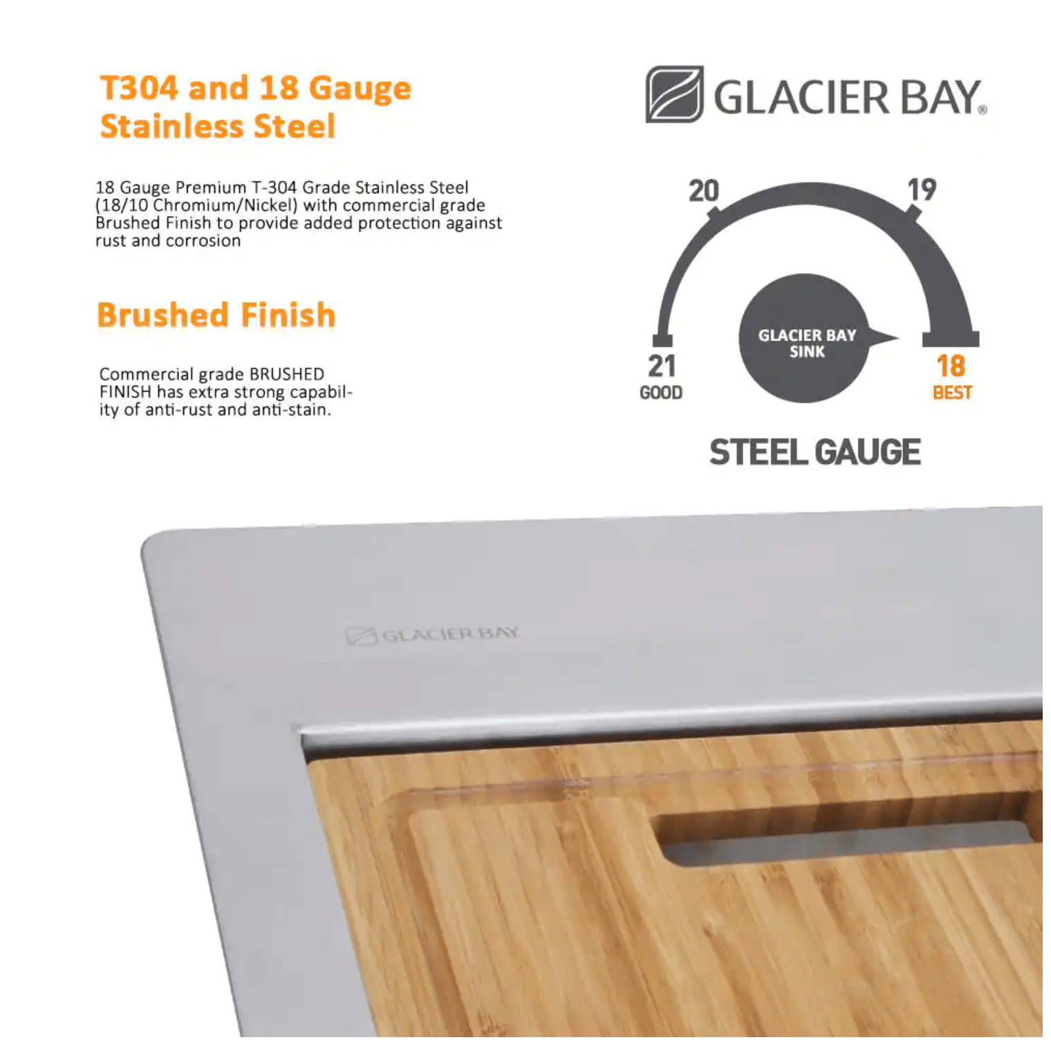 Glacier Bay Zero Radius Undermount 18G Stainless Steel 27 in. Single Bowl Workstation Kitchen Sink with Accessories