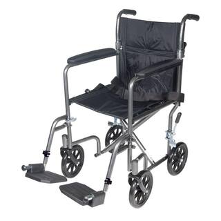 Drive Medical Lightweight Steel Transport Wheelchair with Fixed Full Arms TR37E-SV