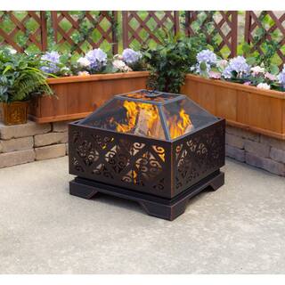 Pleasant Hearth Vienna 26 in. W x 26 in. H Square Steel Wood Burning Rubbed Bronze Fire Pit OFW118S