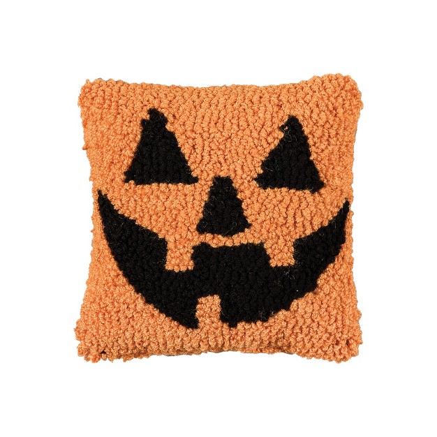 X 8 quot Jack o lantern Petite Hooked Halloween Throw Pillow