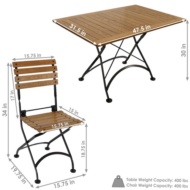 Sunnydaze Indoor outdoor Essential Chestnut Wood Folding Patio Table And Chairs Set Brown 7pc