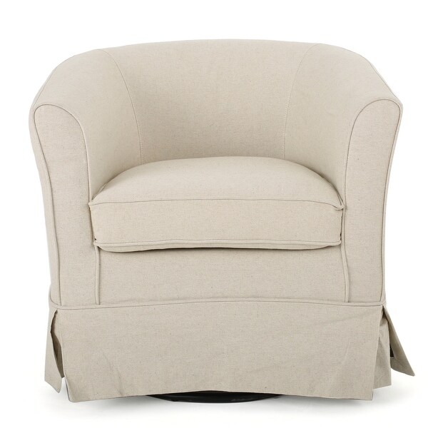 Cecilia Natural Fabric Swivel Chair with Loose Cover by Christopher Knight Home - 28.75